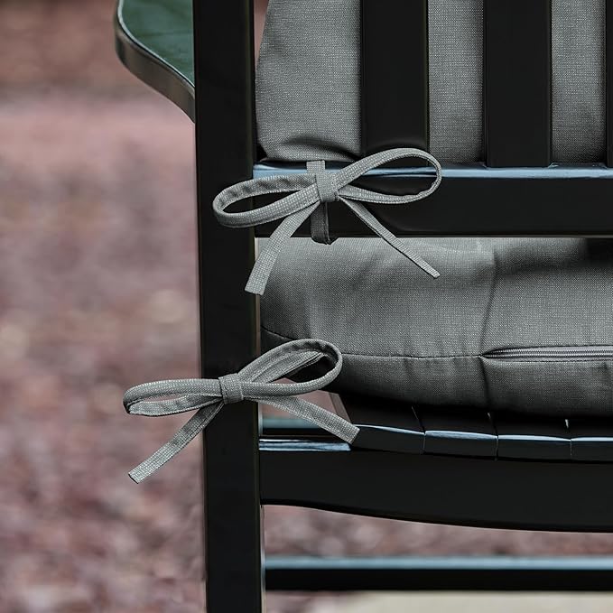 Arden Plush Indoor/Outdoor Rocking Chair Cushion Set, 18 x 20, Water Repellent, Fade Resistant, Tufted Cushion for Rocking Chairs Stone Grey Leala