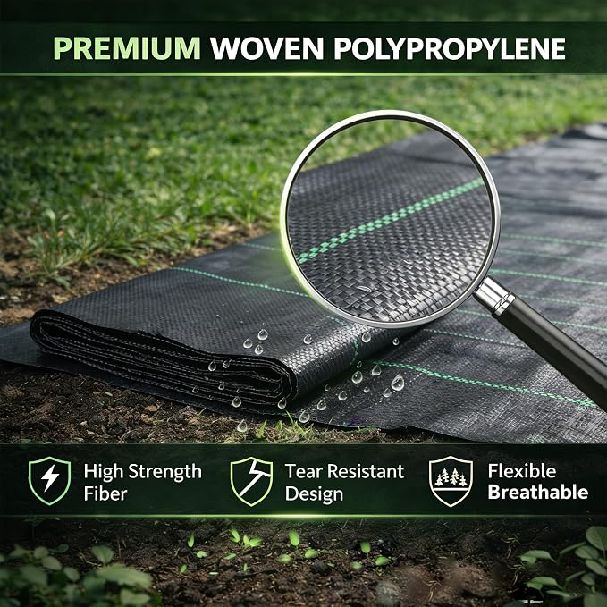 Weed Barrier Landscape Fabric Heavy Duty，Garden Fabric Weed Barrier，Black Mulch for Landscaping, Weed Blocker Fabric Garden Bed Cover Garden Supplies (1.3ft x 150ft)