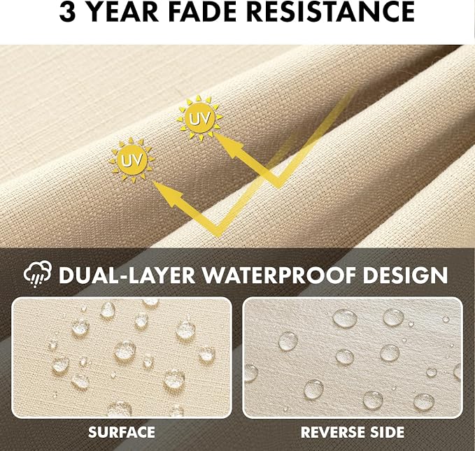 MIULEE Beige Outdoor Bench Cushion 42x18x3 Inch Waterproof 3-Year Color Fastness Patio Furniture Cushions for Porch Swing, Garden Bench Sofa Couch with Adjustable Ties No Slip Design