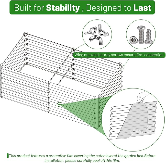 SnugNiture 2-Pack 4x2x2FT Galvanized Raised Garden Bed Kit, Metal Planter Box for Planting Plants Vegetables, Brown
