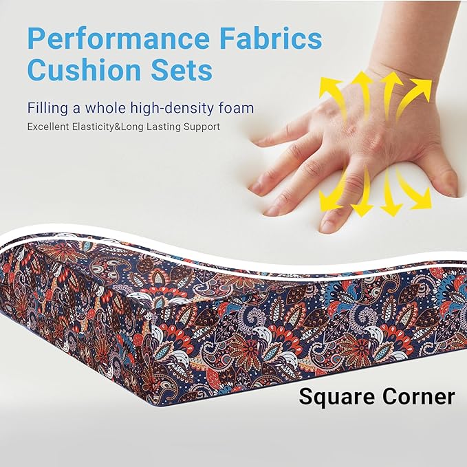 Outdoor Cushions for Patio Furniture,Outdoor Seat Cushion Set 24 x 24 x 5.75 Inch,Waterproof & Fade Resistant Outdoor Chair Cushions,Deep Patio Chair Cushion with Removable Cover,Artistic Floral