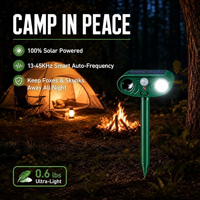 2026 Sonic Fortress Pro Deer Repellent Devices, Racoon Repellent Outdoor Squirrel Fortress Pro Animal Repeller Cat Deterrent with Motion Sensor& Light to Scare Bear Rabbit Skunk for Garden Yard(4)