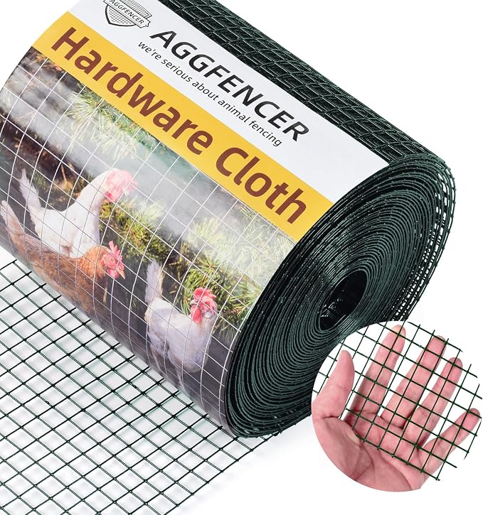 8in x 25ft Green Hardware Cloth 1/2 inch 19Ga PVC Coated Wire Mesh Vinyl Coated Fence, Welded Metal Chicken Wire Fencing Roll, Garden Plant Fencing, for Chicken Coop and Home Improvement
