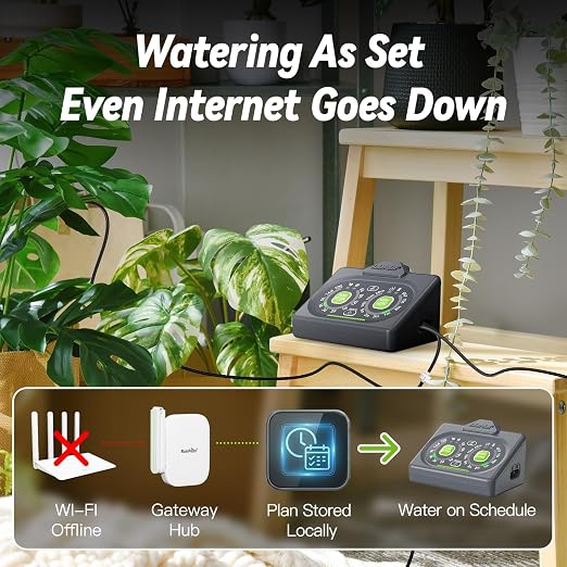 RAINPOINT Smart Auto Plant Waterer Kit for Indoor Houseplants,WiFi/App Control and Local Panel Control,Tap Free Drip Irrigation System for Indoor Balcony Grow Tent Office Water 10-15 Plants