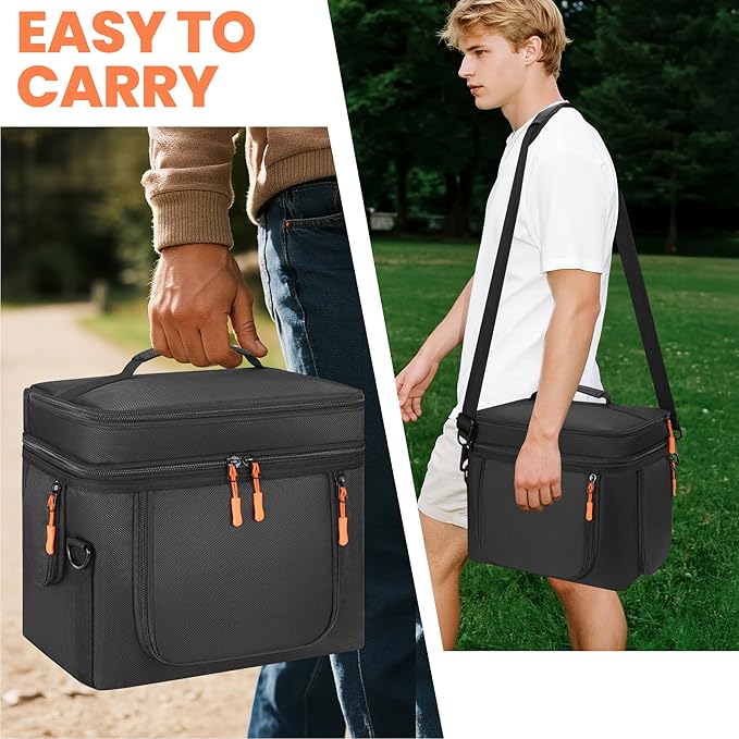 Carrying Case Compatible with BLUETTI EB3A/AC2A/AC2P/Elite 30 V2, Power Station Travel Bag Padded with Multi-pockets for Accessories, Protective Cover Storage Bag with Shoulder Strap & Handle