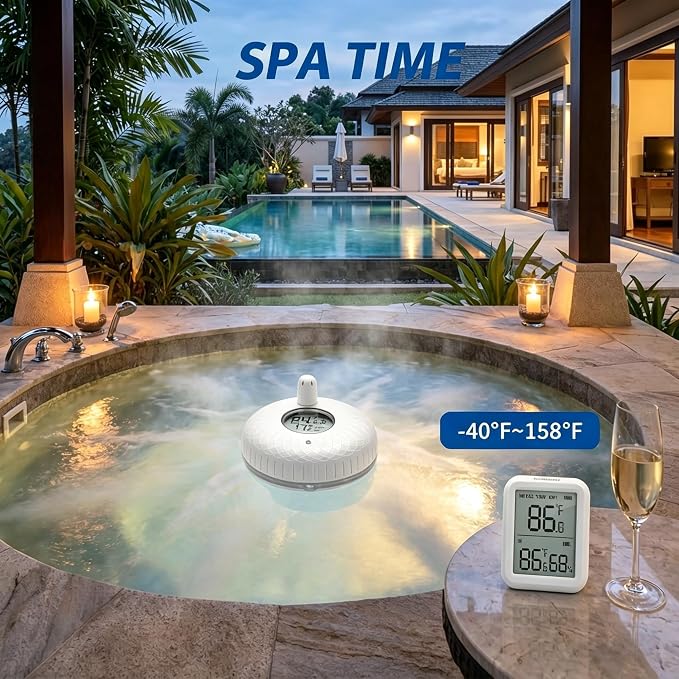 INKBIRD Pool Thermometer Wireless，Pool Temperature Thermometer Floating Easy Read for Swimming, Hot Tub, with Indoor Receiver for Temperature Reading