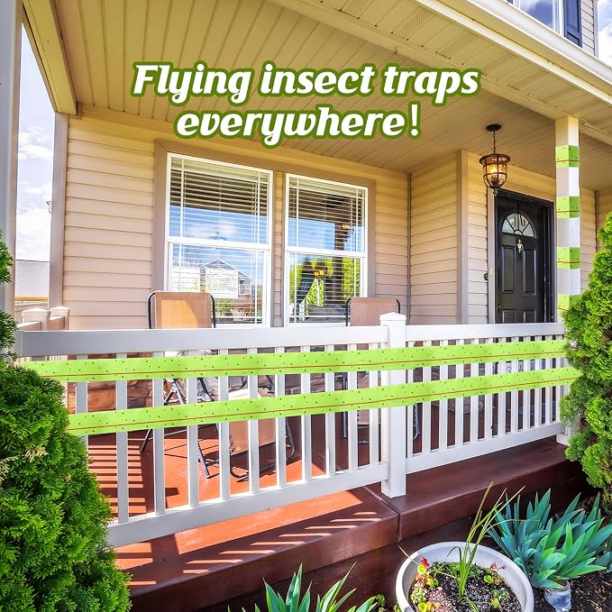 Qualirey 50 Rolls Spotted Lantern Fly Traps 30 Feet Each Roll Fly Tree Trap Sticky Strips Outdoor Fruit Glue Strips Disposable Tape Indoor Paper Sheets for Protecting Trees (Green)
