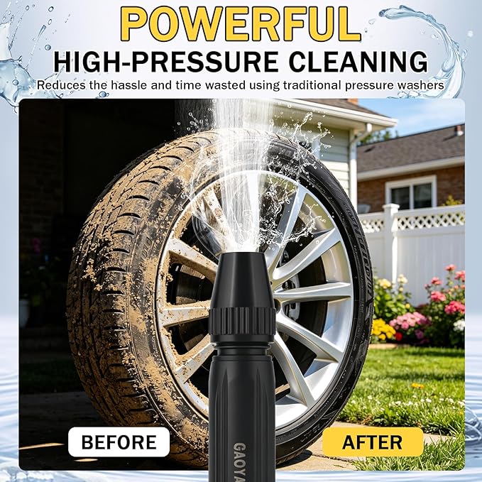 2pcs Heavy Duty High Pressure Hose Nozzle, Home High Pressure Car Wash Water Gun, Pressure Car Wash Water Gun with Booster Nozzle And Hose, Pressure Washer Hose Attachment for Plant Watering Lawn Car