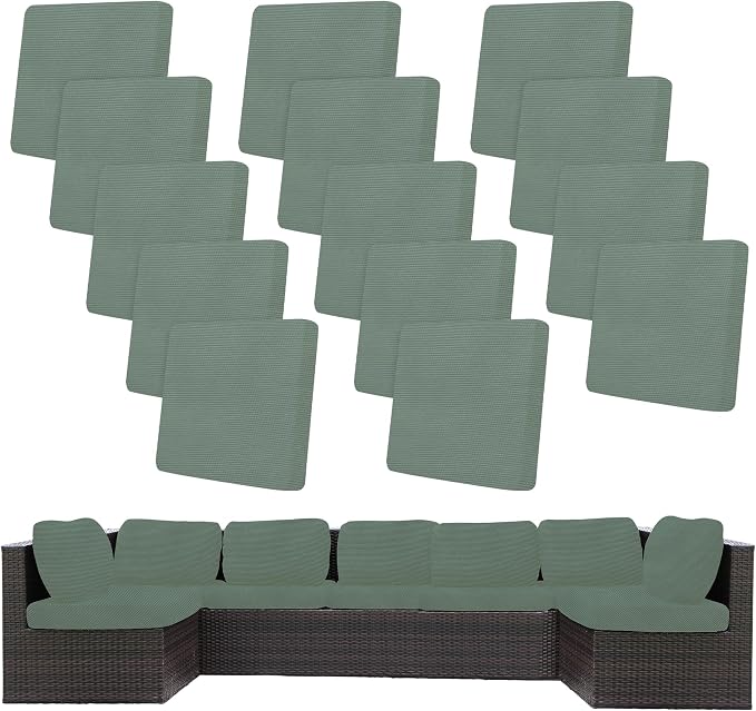 BIETYONE 14Pcs Stretch Patio Cushion Covers,Outdoor Couch Covers Replacement,Outdoor Couch & Sofa Slipcovers,for Patio Furniture Cushion Covers,Washable Reusable Furniture Protector (Cyan,Cover Only)