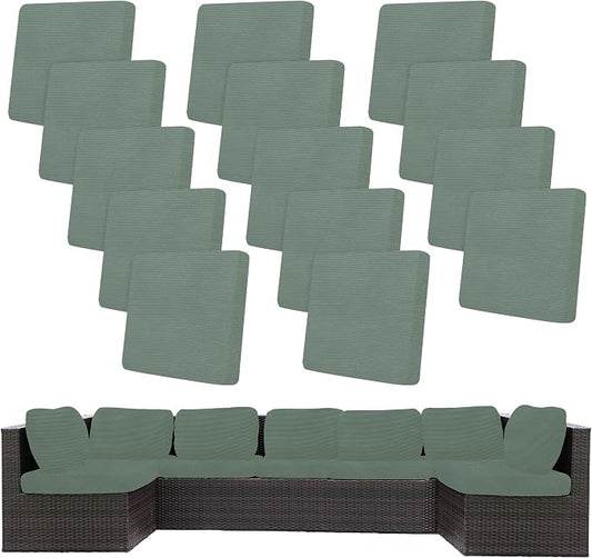 BIETYONE 14Pcs Stretch Patio Cushion Covers,Outdoor Couch Covers Replacement,Outdoor Couch & Sofa Slipcovers,for Patio Furniture Cushion Covers,Washable Reusable Furniture Protector (Cyan,Cover Only)