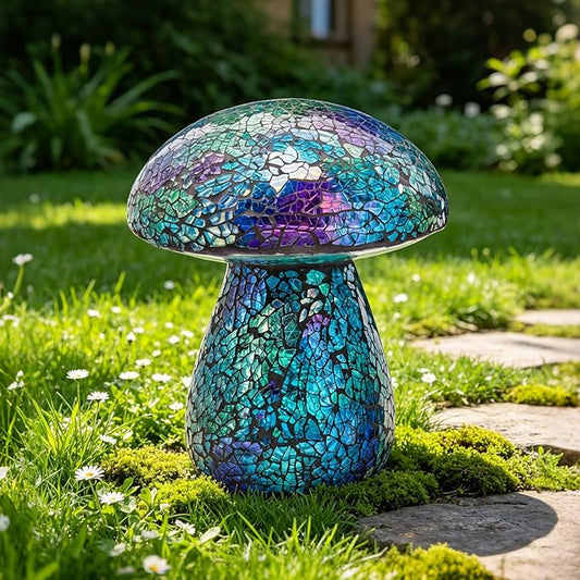 Bshine Mushroom Garden Statue Decoration, Mosaic Mushroom Sculptures Home Decor, Outdoor Waterproof Handmade Glass for Yard, Path, Lawn Ornaments and Indoor Decor or Gifts for Mom