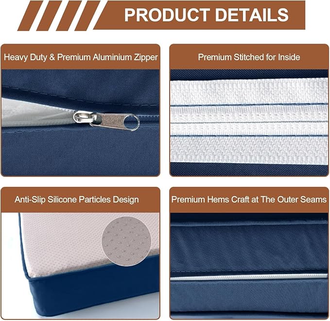 14 Piece Outdoor Furniture Replacement Cushions, Cover+Filling, 25.6" x 25.6" x 4" Foam Waterproof Outdoor Sofa Cushion Sets, Fit Wicker Rattan Sectional Conversation Set,Sky Blue