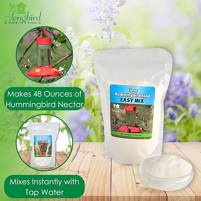 Songbird Essentials Clear Nectar Mix - 8 Ounce Dry Concentrate Makes 48 Ounces - No Boil, All Natural, No Dyes or Sweeteners - Made in USA - Attracts Orioles & Hummingbirds [Pack of 3]