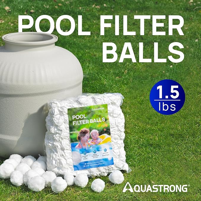 AQUASTRONG Pool Filter Balls for Sand Filters, 1.5 lbs Pure White Reusable Pool Sand Filter Balls (Replaces 50 lbs Sand), Efficient Water Filtration Pool Filter Balls for Swimming Pools, Filter Pumps