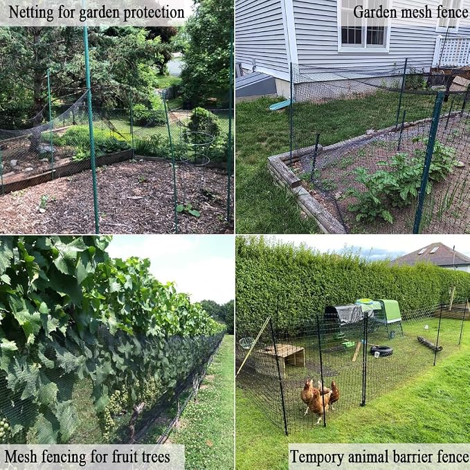 Deer Fence Netting, 4x65 Ft Plastic Mesh Netting for Garden Protection, Temporary Fence Animals Barrier for Bird, Chicken, Reusable Mesh Fencing Roll for Vegetable, Fruit Tree, Shrubs, Black