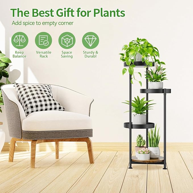 Oppro Plant Stand Indoor Outdoor Set of 2, Tierd Corner Plant Stands Holder, Iron Flower Shelf Display Rack for Window Balcony Garden Patio