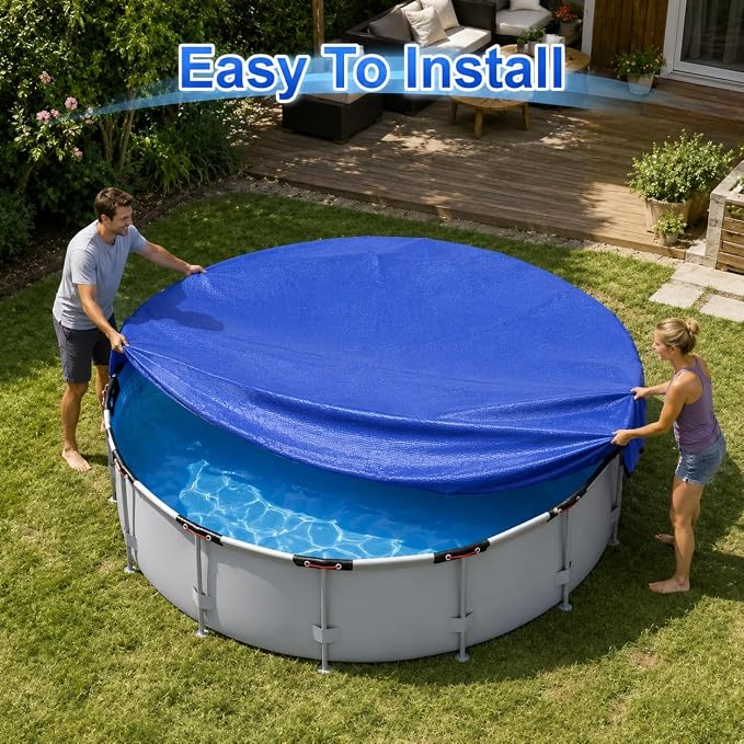 18FT Heavy Duty Pool Cover for Above Ground Pools,200 GSM Tear-Resistant Material,Windproof Secure Fit,All-Season UV Protection,Against Snow,Rain & Debris