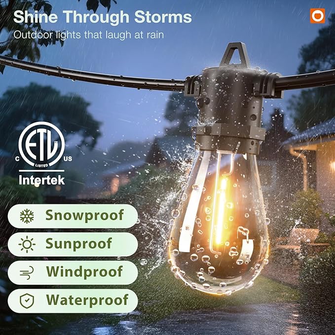 addlon 200FT LED Outdoor String Lights, Remote Dimmable Patio Lights with Timer & 3 Lighting Modes, 64 Shatterproof Edison Bulbs, Waterproof Connectable String Lights for Outside Backyard Porch Party