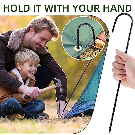 16" Rebar Stakes J Hook, 30 Pack Heavy Duty Metal Tent Stakes for Outdoor Lawn Decorations Inflatables Canopy Swing Set