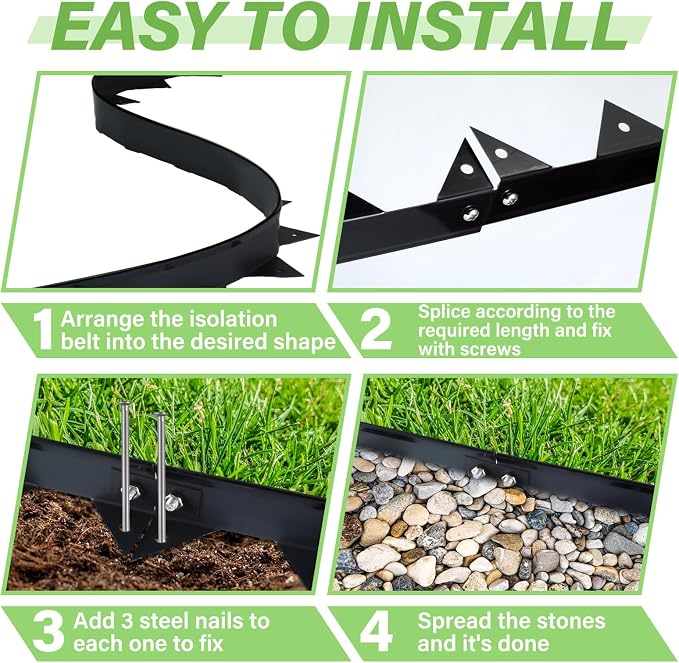 Pushglossy 30 Pcs 98.43ft Metal Paver Edging with Spikes for Paver Projects 39.37" L x 1.2" H Black Bendable Metal Strips Yard Landscape Lawn Edging Border Pathway Divider for Lawn, Garden, Yard
