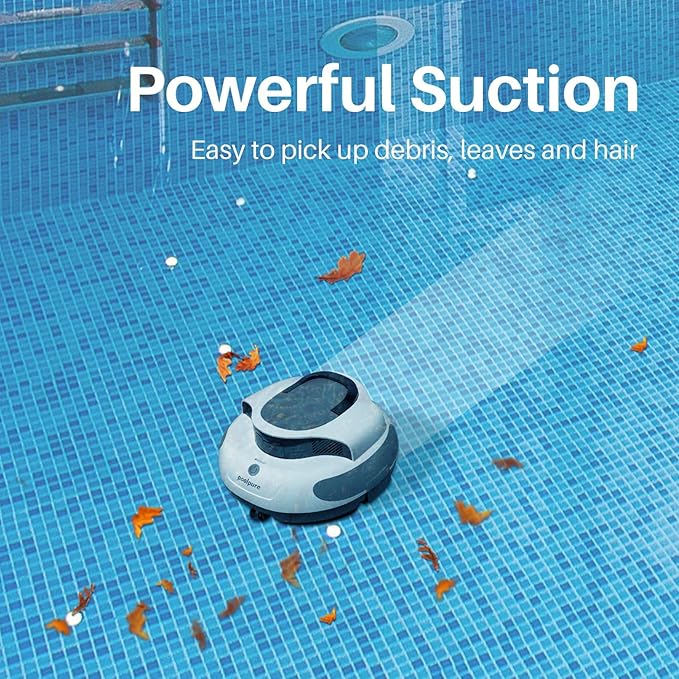 Cordless Robotic Pool Cleaner with Dual 30W Motors, 5000mAh Battery, 120 Minutes Runtime, Automatic Cleaning, Waterproof (White)
