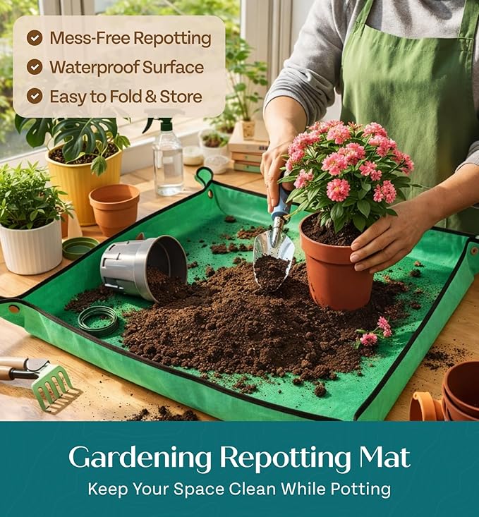 Heavy Duty Gardening Tools with Potting Mat- Gardening Gifts for Women, Men, Mom, Dad - Durable, Ergonomic Garden Tools Set