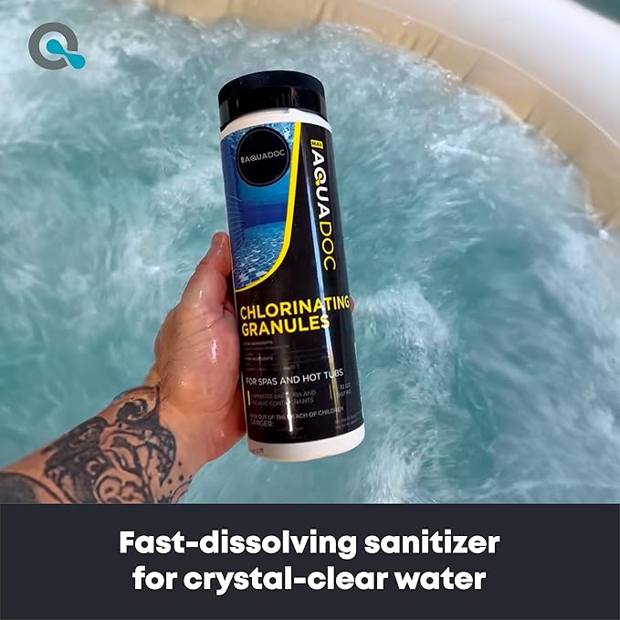Spa Chlorine for Hot Tub Sanitizer 2lb (2 Pack) - Quick Dissolving Hot Tub Chlorine Granules, Spa Chemicals Made in the USA - AquaDoc