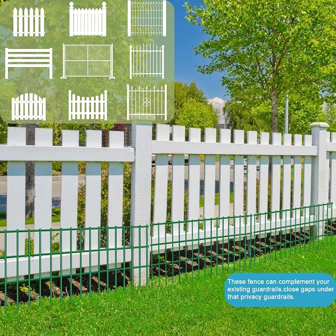15 Pack Animal Barrier Fence, Green No-Dig Underground Pet Dog Fence 23.5'' X 15'', Outdoor Small Garden Dog Digging Under Fence Gap Barrier,Decorative Garden Fence for Outdoor Garden Yard Patio