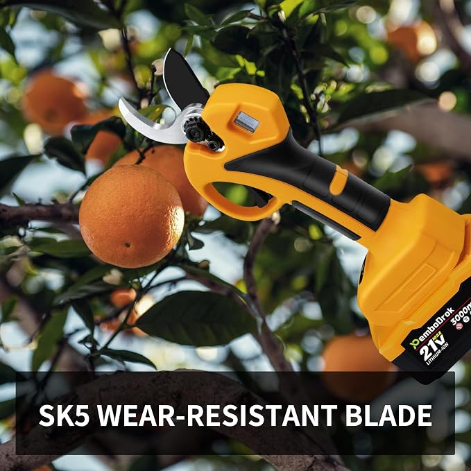 Electric Pruning Shears, Garden Trimmer SK5 Blades, Cutting Diameter 0.98-1.18 inches, Equipped with a 3000mAh Battery Cordless Brushless Motor Branch Cutter for Gardening/Tree Pruning