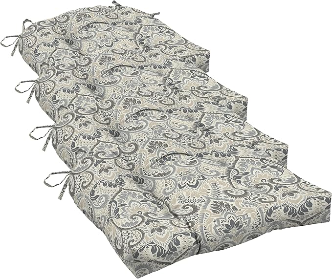 Arden Selections Rocking Chair Cushion, 21 x 21, Rain-Proof, Fade Resistant, Cushion for Rocking and Outdoor Chairs 18 x 20, Neutral Aurora Damask (Pack of 4)