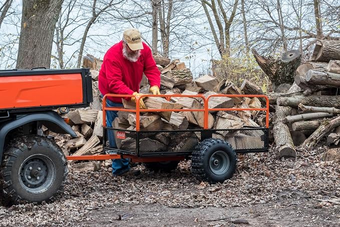 Agri-Fab 45-0554 1250lb Capacity Steel Swiveling / Dump Cart / Utility ATV/UTV Cart, 18 inch x 9.5 inch All Terrain Pneumatic Tires
