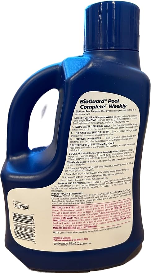BioGuard Pool Complete Weekly 3L, 3-in-1 High-Intensity Clarifier & Cleaner, Prevents Waterline Buildup, Removes Phosphates, Keeps Water Clear