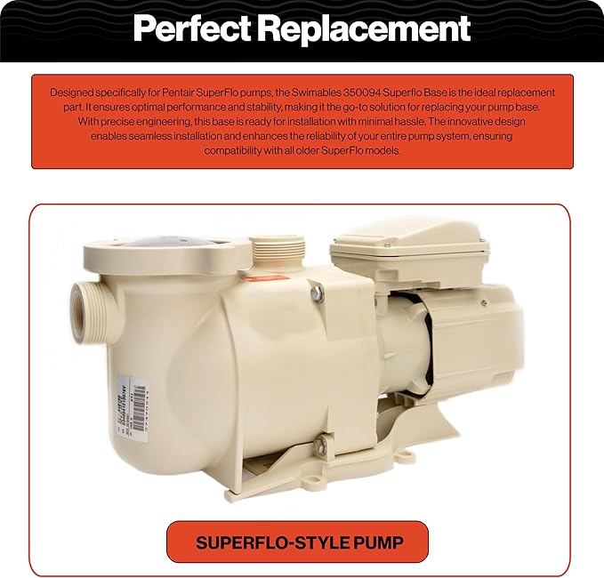 Swimables 350094 Superflo Base for Pentair SuperFlo Pumps Replacement, Compatible with All SuperFlo Models, Durable Almond Color Pump Stand for Optimal Performance