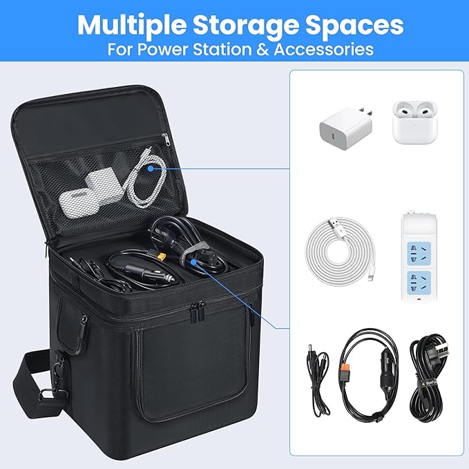 Carrying Bag Compatible with ECOFLOW River 2 Pro, Power Storage Bag with Adjustable Shoulder Strap, Soft Generator Cover with Side Zipper,28 * 27 * 23CM (Black, For River 2 Pro)