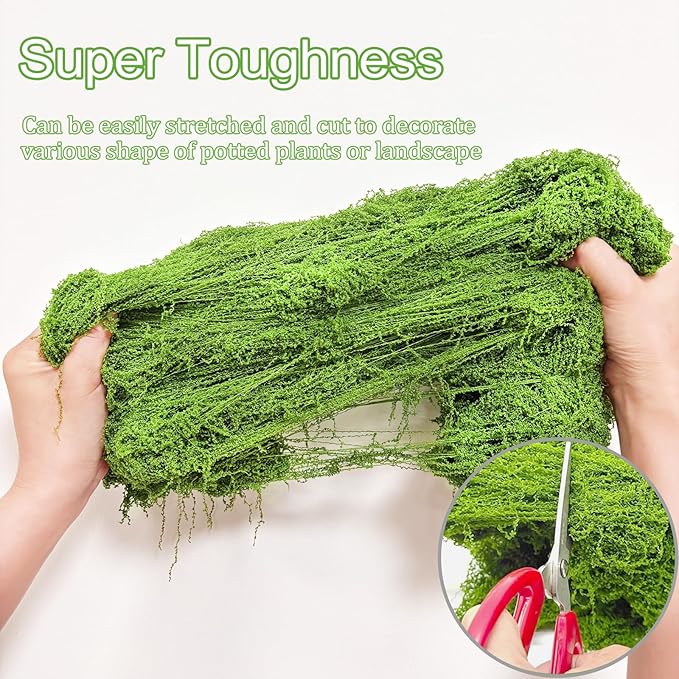Fake Moss for Potted Plants,Green Moss for Crafts Artificial Floral Moss for Planters Green Moss Decor for DIY Table Centerpieces Faux Moss Filler for Indoor Outdoor Fairy Gardening Decor