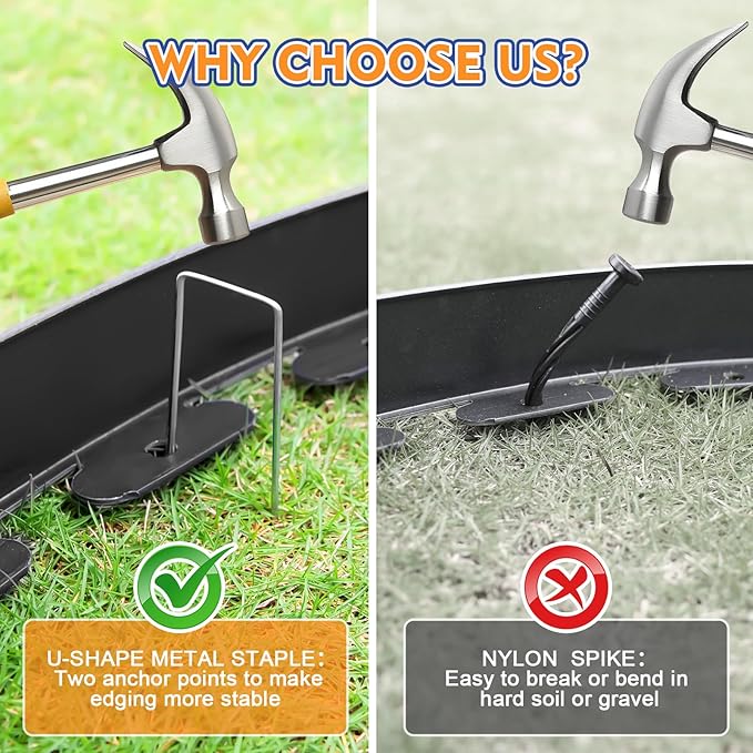 3 Inch x 80 FT (Multiple Sizes Available) Landscape Edging, Garden Edging Borders with 80pcs Upgrade Stakes, Flexible No Dig Plastic Garden Border for Lawn, Landscaping, Flower Beds and Yard
