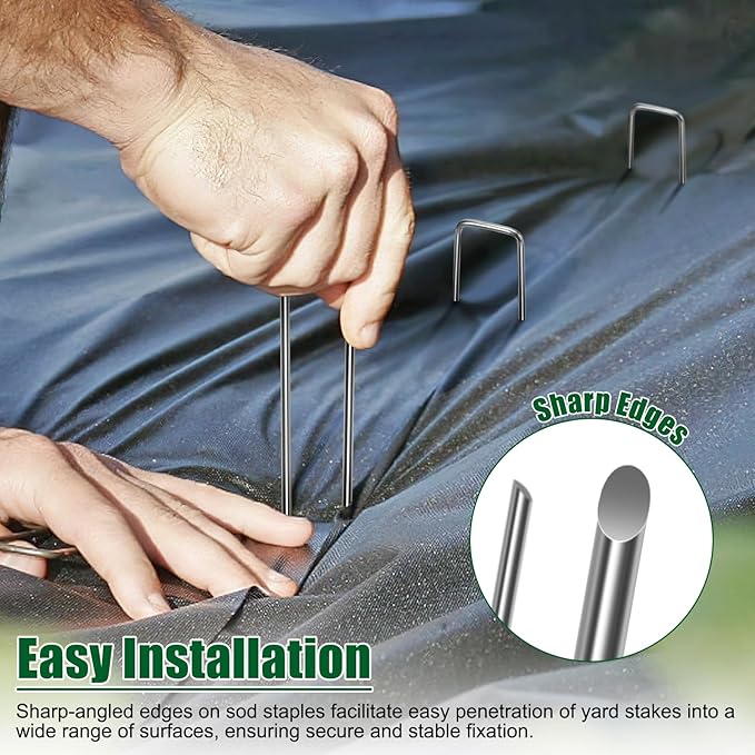 12 Inch Galvanized Landscape Staples Stakes, 25/50/100/200/12pcs Garden Metal Stakes for Weed Barrier Fabric, Fence Stakes, Tent Stakes, Christmas Decorations (12pcs)