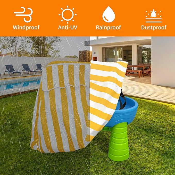 AKEfit Kids Water Table Cover Fits Rain Showers Splash Pond Water Table for Toddlers, Waterproof Dustproof Outdoor Toys Cover, Yellow White