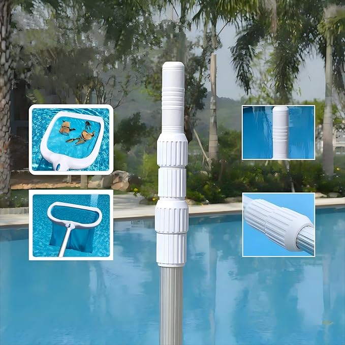 Pool Pole- Professional 9-Foot Telescopic Pool Cleaning Rod,Pool Rod Adjustable Telescopic Rod, Used for Cleaning Nets, Brushes, Vacuum Heads (9-feet)