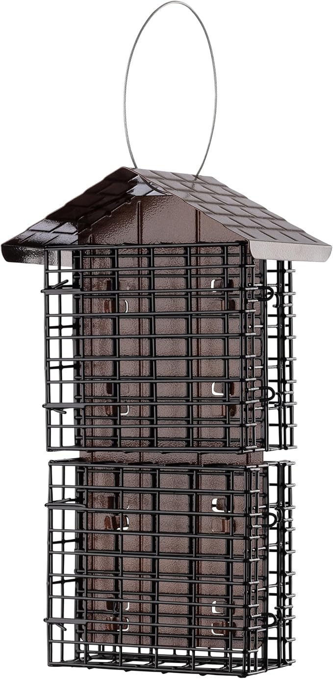 More Birds 4 Cake Suet Buffet Bird Feeder with Metal Roof, 4 Suet Cake Capacity