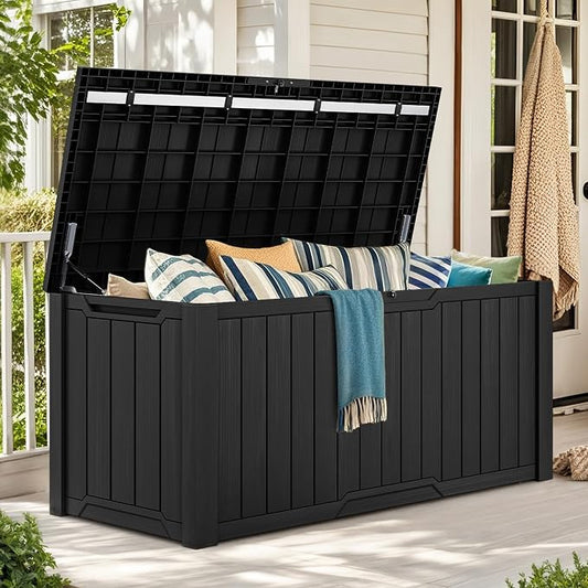 YITAHOME XXL 230 Gallon Large Outdoor Storage Deck Box for Patio Furniture, Outdoor Cushions, Garden Tools and Sports/Pools Equipment, Weather Resistant Resin, Lockable (Black)