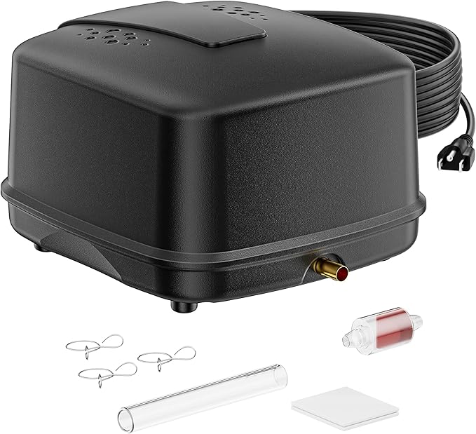 Biling Pond Aerator, Ultra Quiet 43dB 635GPH Pond Air Pump, IP55 Waterproof Septic Aerator for Outdoor Ponds, Koi Ponds, Water Gardens and Septic Tank