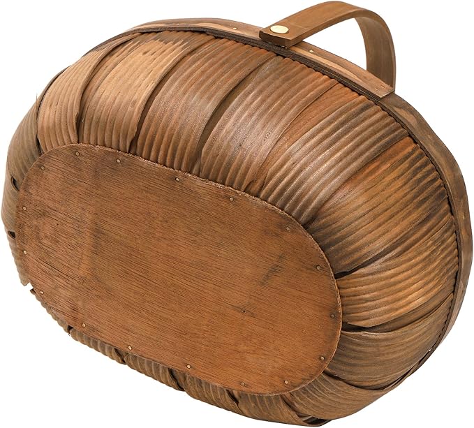 Lawei 3 Pack Wooden Bread Baskets, Wood Chip Picnic Basket with Handles, Handmade Woven Fruits Vegetable Storage Serving Basket Holder, Gift Packing Woven Basket, Flower Girl Baskets for Wedding