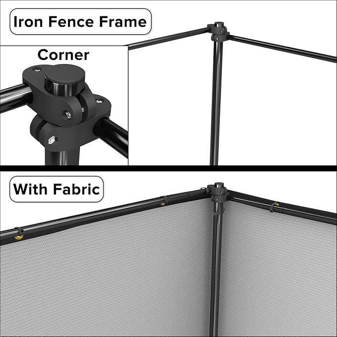 6'x15' Privacy Fence Kit Freestanding Mesh Screen with Iron Poles Temporary Fencing Outdoor Patio Backyard Divider Dog Air Conditioner Trash Fence Light Gray Custom