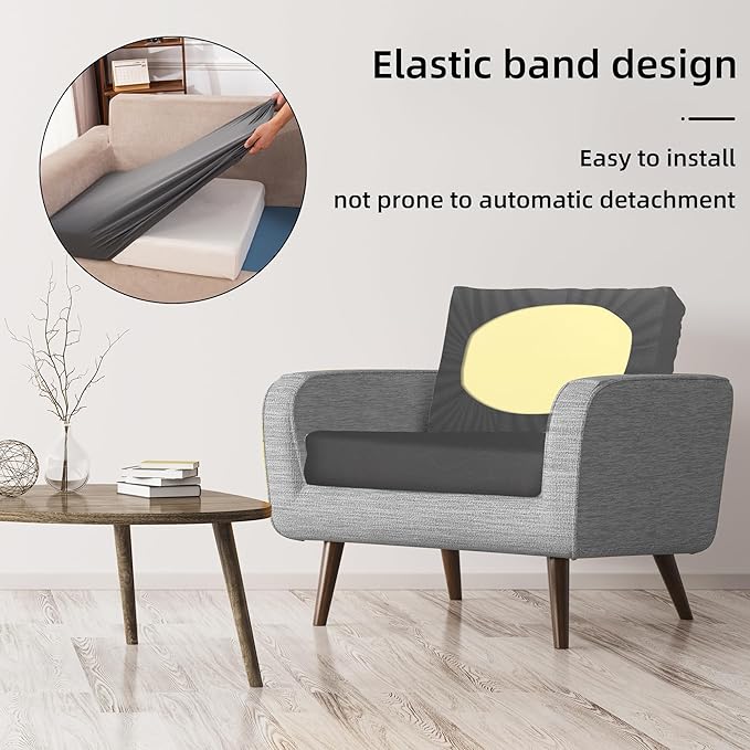BIETYONE 8Pcs Stretch Patio Cushion Covers,Outdoor Couch Covers Replacement,Outdoor Couch & Sofa Slipcovers,for Patio Furniture Cushion Covers,Washable Reusable Furniture Protector (Gray, Cover Only)