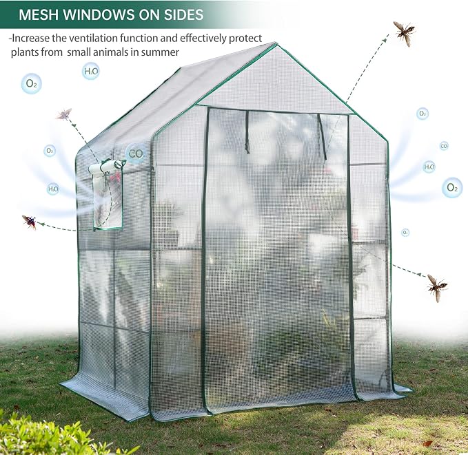 Greenhouses for Outdoors,Portable Walk in Greenhouse for Garden Plants that Need Frost Protection and Away from Animals(56"x55"x78")-White