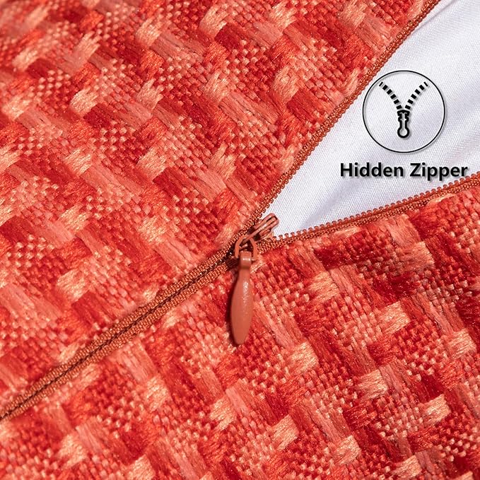 Kevin Textile Outdoor Waterproof Throw Pillow Covers Pack of 2 Boho Farmhouse Decorative Euro Sham Cushion Covers for Garden Patio Tent Balcony Bench Couch Sofa 26x26 Inch, Red