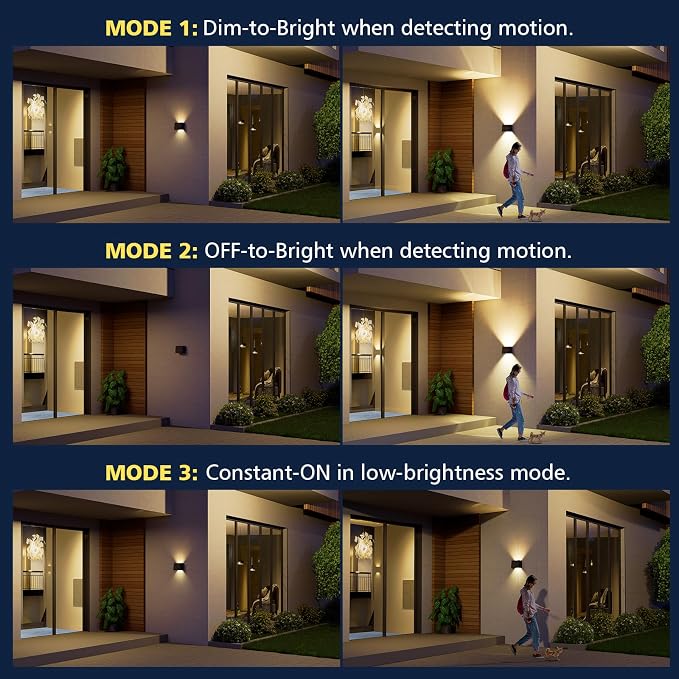 T-SUN Solar Motion Sensor Wall Light Outdoor, Dusk to Dawn Solar Lantern Sconce with 3 Lighting Modes, Wireless Exterior Porch Light Fixture for Fence Patio Yard Garage Garden