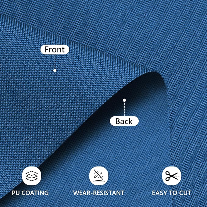 Waterproof Canvas Fabric by The Yard 58inch 600D Upholstery Material Polyester Fabric Outdoor Water Resistant Fabric for Sewing Chair Patio Cushion Purse Bag Interior, Pre Cut 1 Yard Ocean Blue