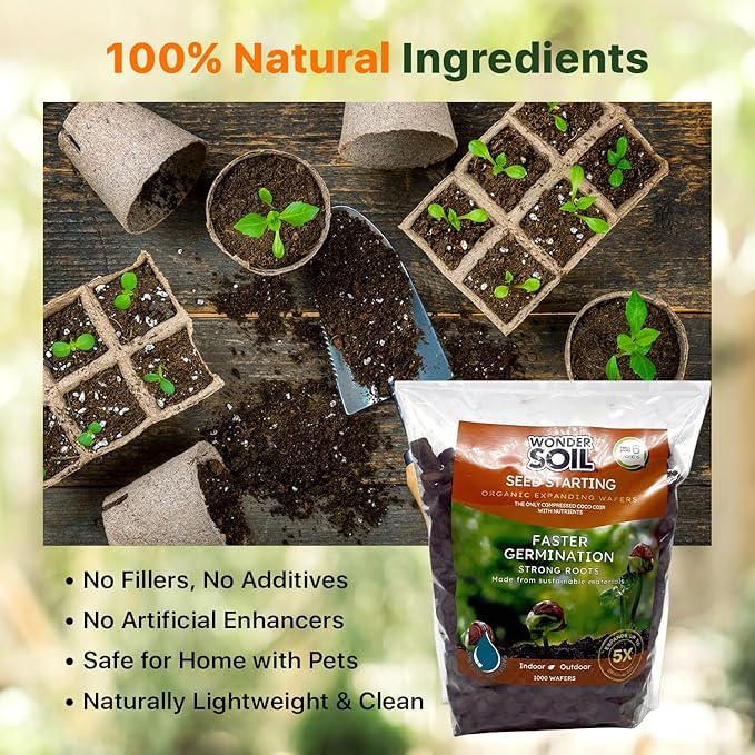 WONDER SOIL | 100 Organic Seed Starter Pellets | Ready to Plant Seed Starting Soil Loaded with Pre-Mixed Nutrients | Fast Germination | Indoor or Outdoor | 100 Count
